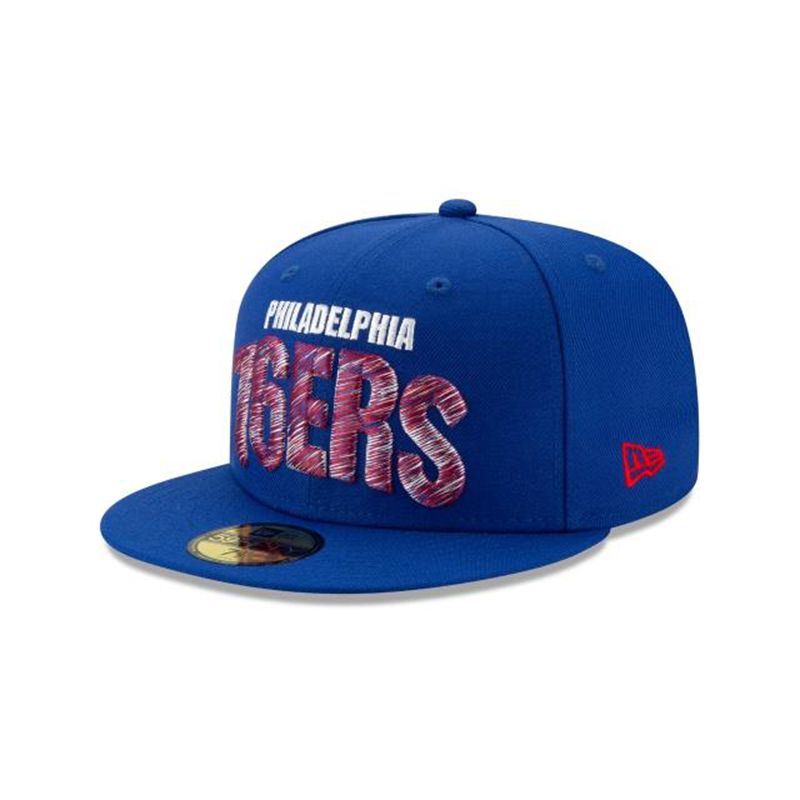 NBA Philadelphia 76ers Raised Threads 59Fifty Fitted (GJK9111) - Blue New Era Caps